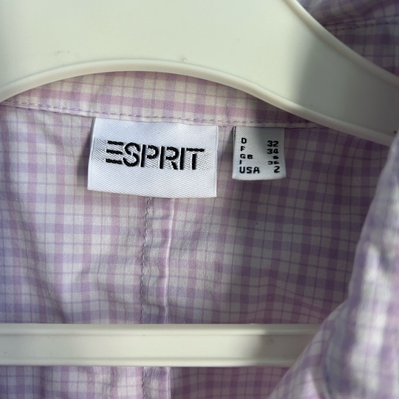 Esprit sleeveless lilac plaid shirt size 2 - Picture 2 of 6